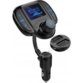 Bluetooth FM Transmitter for Car, Wireless Audio Bluetooth Car Adapter Handsfree Call Bluetooth Car Kit with 1.7'' LCD Screen, Dual USB Ports and AUX